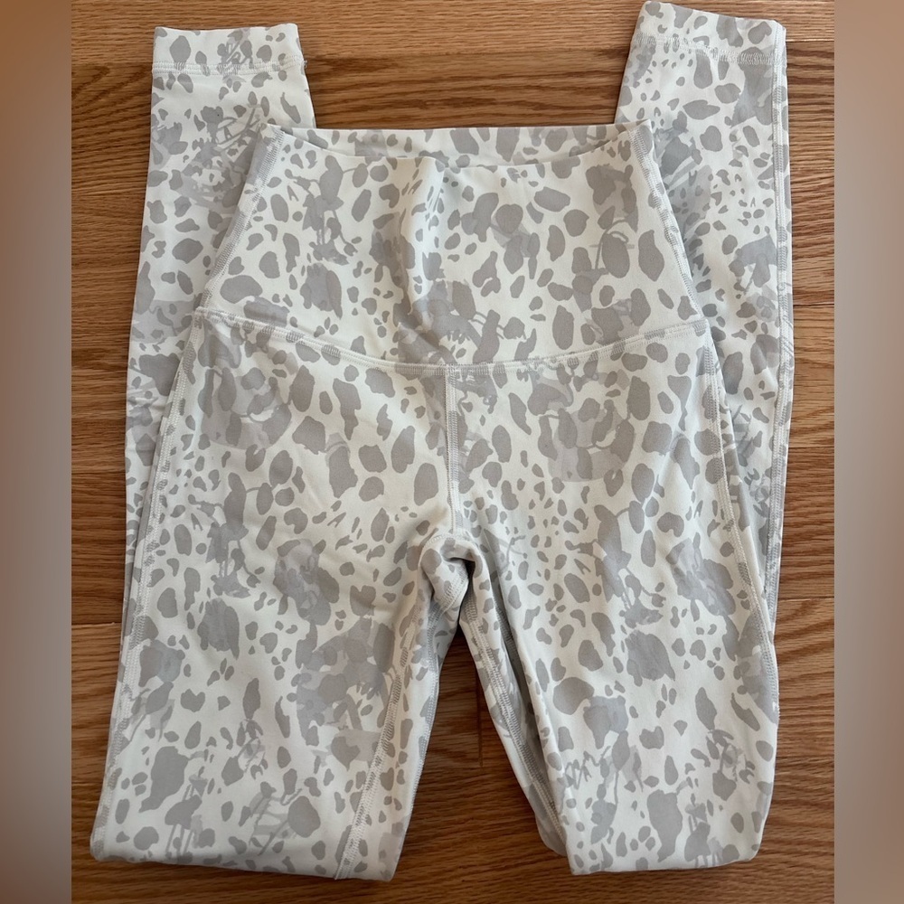 White & grey animal print lululemon align leggings